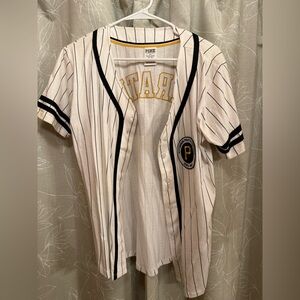 PINK Victoria's Secret White and Black Striped Jersey